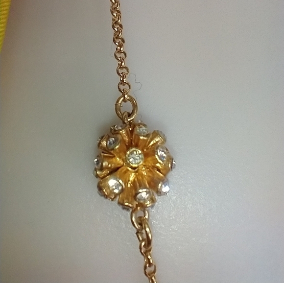 ANN TAYLOR GOLD RHINESTONE BAUBLE NECKLACE - Picture 6 of 10